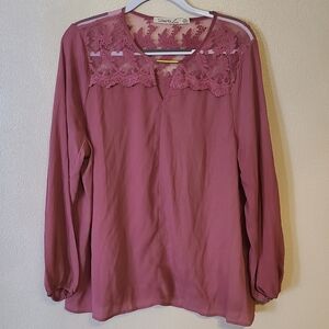 Liberty Love Mauve pink Keyhole lace blouse